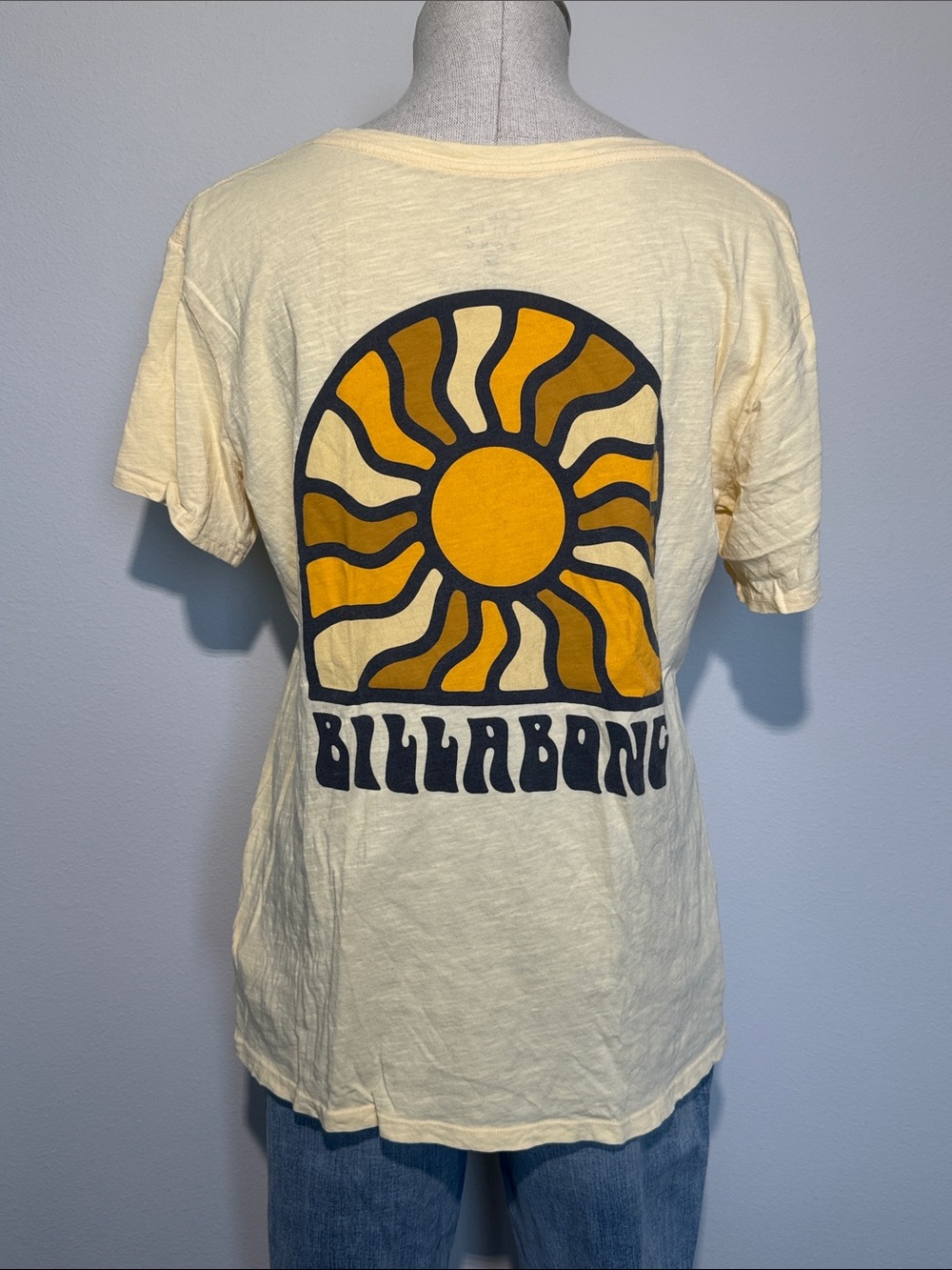 Billabong Cream Tee with Yellow Sun Graphic
